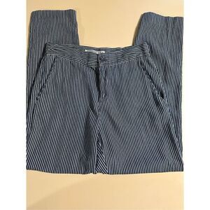 Zara Basic womens Striped Blue and White Trouser Pants Ankle Length Cotton Sz 2